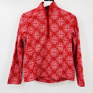 Lands End Snowflake Print Fleece Pullover Top